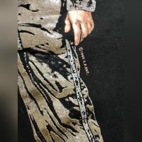 Vintage 80s Elvis Presley Gold Suit Black T-shirt Single Stitch Mens 3XL Glitter - Picture 4 of 9